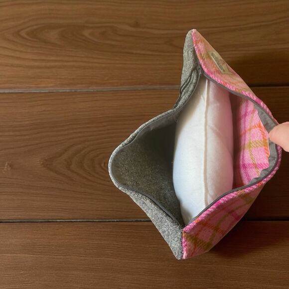 Harris Tweed Wool Pink Green Orange Plaid Preppy Throw Pillow 15x15 - Picture 4 of 4